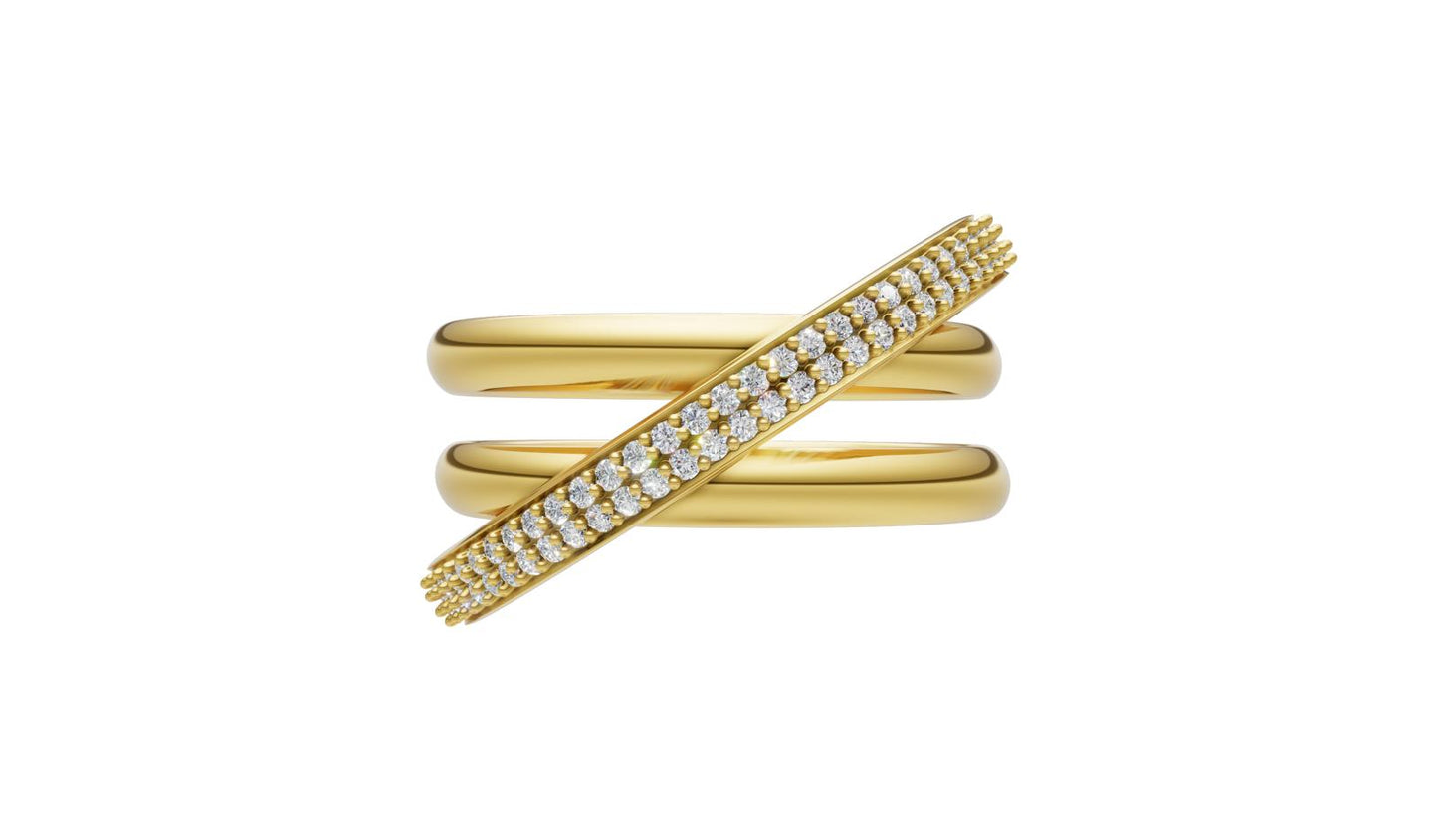 Bague Double avec diagonale en diamants