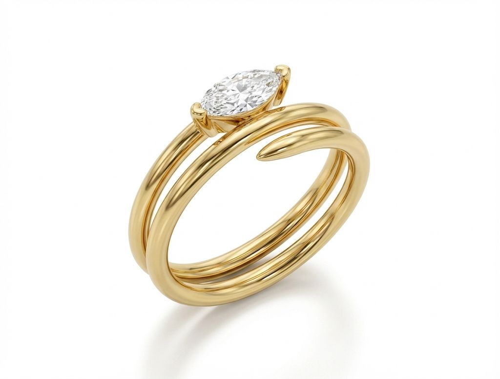 Bague Triple Tour au Diamant Marquise