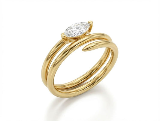 Bague Triple Tour au Diamant Marquise